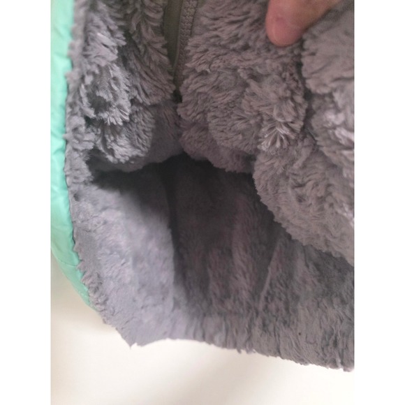 The North Face Girls Reversible Puffer Jacket Aqua Gray Fleece Kids Size 7/8 - Picture 4 of 6